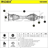 RIDEX 13D0009 Aandrijfas