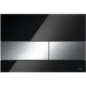 Tece Square Bedieningsplaat Glas Zwart - Toetsen Glanzend Chroom - Glas - Toiletten, Bedieningspanelen - 4027255022379