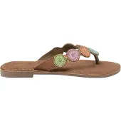 Lazamani Teenslipper lichtblauw / bruin / lichtgroen / donkeroranje