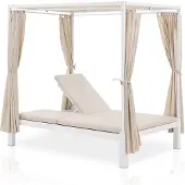 Juskys Dubbel Ligbed / Loungebed Kreta - Beige / Wit