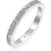 Elli - Elli Ringen Dames Band Ring Elegant Filigraan Zwart met Kristallen in 925 Sterling Zilver Verguld