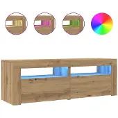 vidaXL Tv-meubel met LED 120x35x40 cm bewerkt hout artisanaal eiken