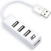 ACT USB hub met 4 poorten - USB2.0 - busgevoed / wit - 0,10 meter
