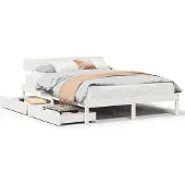 vidaXL Bedframe zonder matras massief grenenhout wit 150x200 cm