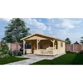 Interflex Blokhut 4x4+2 440x645x265cm met Veranda 200 cm Wanddikte 50 mm