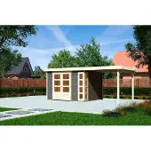 Karibu Tuinhuis Kerko, kleur: terragrond, in een set met een uitbouw, breedte 2,40 meter