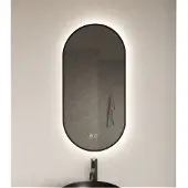 Gliss Design Aura ovale spiegel 40x100cm met LED-verlichting en verwarming zwart mat