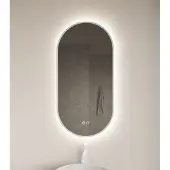 Gliss Design Aura ovale spiegel 50x100cm met LED-verlichting en verwarming wit mat