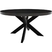Lizzely Garden & Living Eettafel rond mangohout 150cm Jones zwart ronde industriële tafel duurzaam mango eetkamertafel