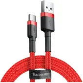 Baseus Duurzame, flexibele USB-C QC3.0-kabel 2A 2M rood