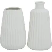 Boltze Vasen Set Esko 2-teilig weiß matt, Blumenvasen aus Keramik, ø ca. 8,5 cm