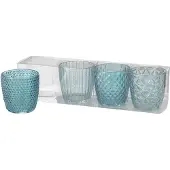 Boltze Windlicht Marilu 4-delige Set Ø7xh7cm Blauw blauw Boltze Home