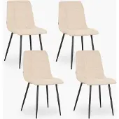 DOK 2 4x Eetkamerstoel Lune - Zand Boucle - Set van 4 - Creme