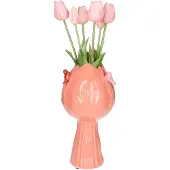 Countryfield Vaas Tulip but w/bird aardew L18B18H32CM d.roze