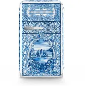 Smeg Koelkast Retro Vrijstaande ijskast Koelkast, Jaren 50, Blu Mediterraneo, Enkeldeurs, Vrijstaand , Positie scharnier: Rechts, Gedecoreerd/ Speciaal, Blu Mediterraneo, & Dolce&Gabbana
