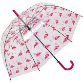Clayre & Eef Paraplu Volwassenen Ø 90 cm Transparant Kunststof Flamingo