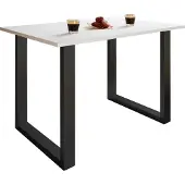 VCM Houten tafel | H. 76 x B. 140 x T. 50 cm | Hoogwaardige en solide voetsteun | IJzeren voeten | Keukentafel - Xona U