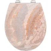 Wenko WC bril Canyon - antibacterieel Duroplast met structuurprint- Easy-Close softclose sluiting - Fix-Clip bevestiging afklikbaar in RVS - Toiletbril decor met structuur - Toiletzitting met print