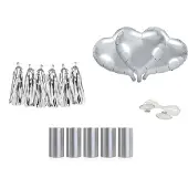 Sans marque Trouwauto decoratiepakket - zilver & blikjes - bruiloft