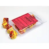 Chessex Gemini Rood-Geel/Zilver D10 Dobbelsteenset (10 stuks)