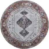 Veer Carpets Vloerkleed karaca antraciet/brown 09 rond ø200 cm