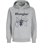 Jack & Jones Sweatshirt 'JJXMas' lichtgrijs / zwart