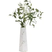 QUVIO Vaas - Keramiek - Wit met goud marble look - 11 x 29 cm