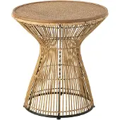 J-Line bijzettafel rond groeven rotan naturel 58x58x64cm