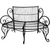 Clayre & Eef tuinbank, 134x54x92 cm, zwart, metaal