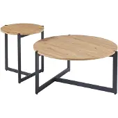 Rousseau Set van 2 salontafels 'pola' decor oude eik