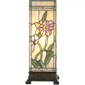 Clayre & Eef Prachtig windlicht Shirley in Tiffany-stijl SHIRLEY, multicolor, Woon-/ Eetkamer, Glas, Tiffany, tafellamp