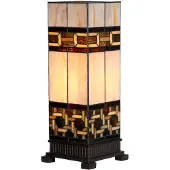 Clayre & Eef Tiffany tafellamp 17x17x44 cm glas kunststof