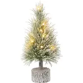 J-Line kerstboom b+led kunststof sneeuw small 15x15x36cm