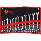 Bgs Spanner, Ratelringsleutelset omkeerbaar SW 8 - 19 mm 12 stuks. (8 mm, 9 mm, 10 mm, 11 mm, 12 mm, 13 mm, 14 mm, 15 mm, 16 mm, 17 mm, 18 mm, 19 mm)