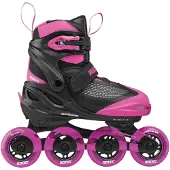 Roces Moody X TIF Girl Verstelbare Skeelers Kinderen – Inline Skates – Meegroei Skates – Zwart Roze – Maat 30-35