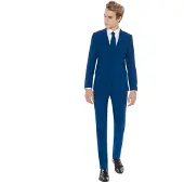 Opposuits kostuum Navy Royale blauw Jongens Polyester Reverskraag Effen - maat 158/164