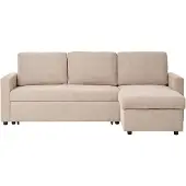Ebuy24 Hoekslaapbank Belfast rechts | polyester beige 218x87x80 cm slaapbanken | NADUVI