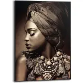 Overig Schilderij Afrikaanse Vrouw Kleurrijk Slim Frame Mdf 50x70cm