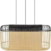 Forestier Hanglamp Bamboo oval, dimbaar, hout licht, Woon-/ Eetkamer, Bamboe, Design, Hanglamp