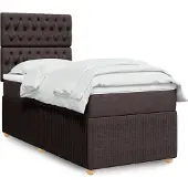 vidaXL Boxspring met matras stof donkerbruin 100x200 cm