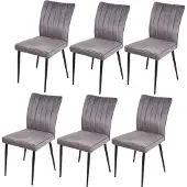 MCW Set van 6 eetkamerstoelen -K16, stoel keukenstoel, fluweel metaal ~ donkergrijs