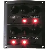BREG Boot schakelaar 12V met 6 waterdichte tuimelschakelaars / LED