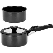 HOLM Pannenset met afneembare handgreep 1,1 + 2,4 liter Zwart