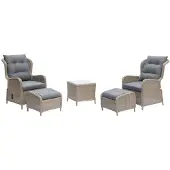 Denza Furniture Glasgow lounge balkonset - verstelbaar 2 personen | wicker + aluminium | Ash Grey | 5-delig