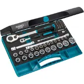 Hazet Dopsleutelset 953HP | 1/4 inch (6,3 mm) vierkant hol, 1/2 inch (12,5 mm) vierkant hol | Buiten-zeskant-tractieprofiel, Pozidriv-profiel PZ, Kruiskop profiel PH | 47-delig