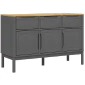 vidaXL Dressoir FLORO 114x43x74 cm massief grenenhout grijs