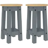 vidaXL Barkrukken, 2 stuks, grijs, massief grenenhout