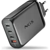 NGS BUD 140W : GaN universele wandlader 140W met 4 poorten : 3 USB-C + 1 USB-A. Snelladen. Grote compatibiliteit. Simulatie opladen