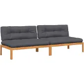 vidaXL 2-delige Loungeset pallet met kussens massief acaciahout