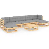 vidaXL 8-delige Loungeset met kussens massief grenenhout